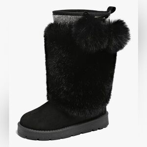 Elegant Black Fur Women's Boots